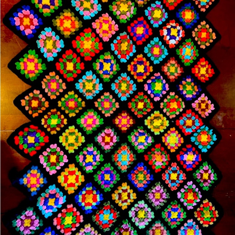 Granny Square Afghan ~ Vintage ~ 1970s ~ Throw Blanket ~ Handmade ~ Beautiful - Picture 7 of 16